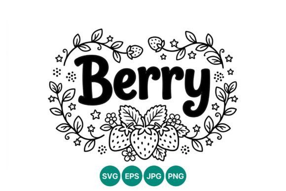 Berry Black and White Lettering with Vector Art
