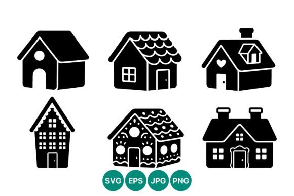 Black White House Icon Set Vector: A Versatile Design Asset