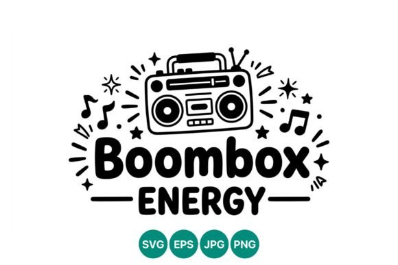Boombox Energy Music Notes Vector Art