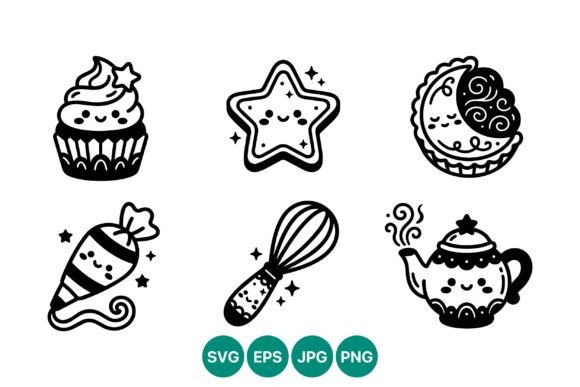 Cute Baking Icons Set: Whimsical Design Assets