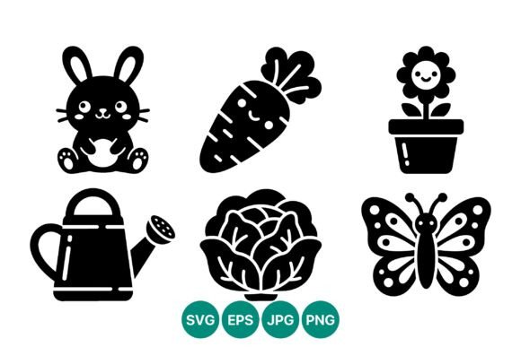 Cute Bunny Carrot Butterfly Vector Art Evaluation