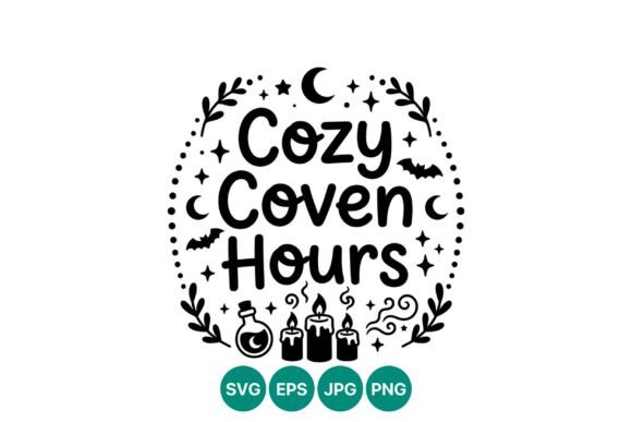 Embracing the Magic: The Cozy Coven Hours Witchy Line Art Design