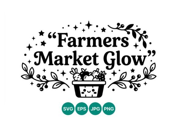 Farmers Market Glow Lettering Vector