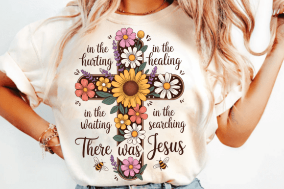 Floral Cross Jesus Christian Art PNG