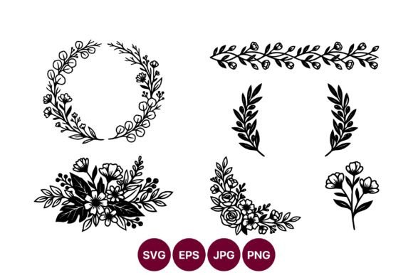 Floral Wreaths and Bouquets Vector Set