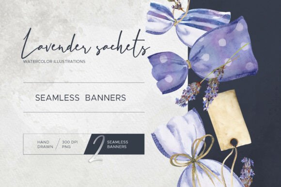 Lavender Sachets. Seamless Banners: Bringing Provence to Your Digital Designs