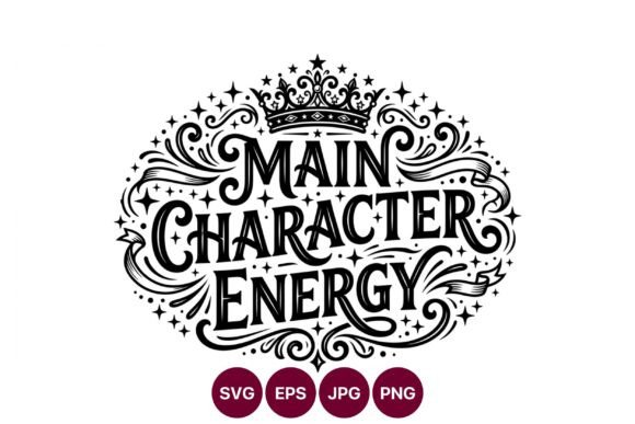 Main Character Energy Crown Lettering Design