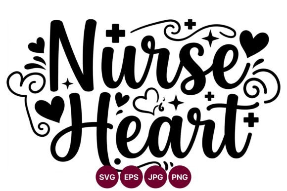 Nurse Heart Handwritten Script Lettering Design
