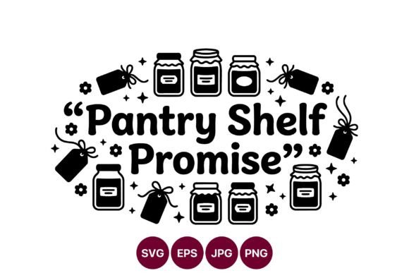Pantry Shelf Promise Black and White Vector Art