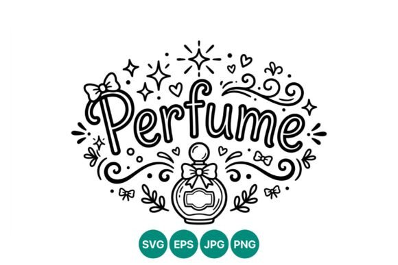 Perfume Lettering with Bows and Bottle: A Guide to Choosing Quality Vector Art