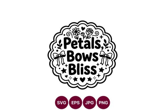 Petals Bows Bliss Black White Floral Design