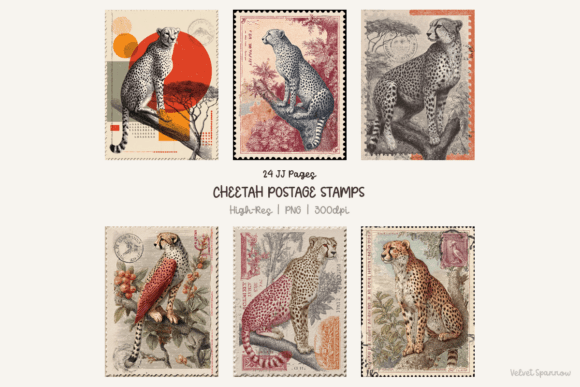 Revitalizing Analog Creativity with Cheetah Postage Stamps 24 Png