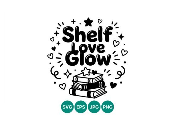 Shelf Love Glow Books Vector: Elevating Design with High-Contrast Black and White Art