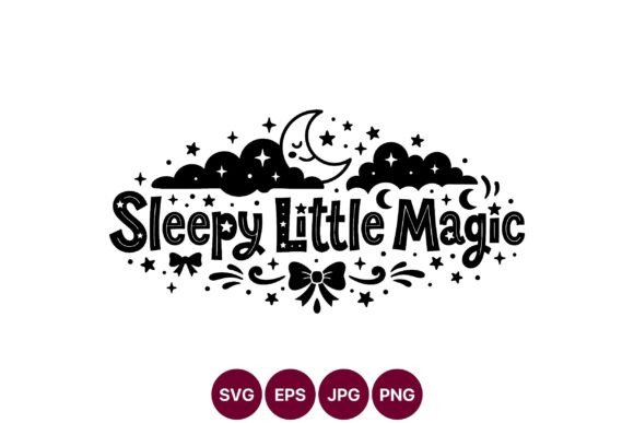 Sleepy Little Magic Phrase Crescent Moon Art