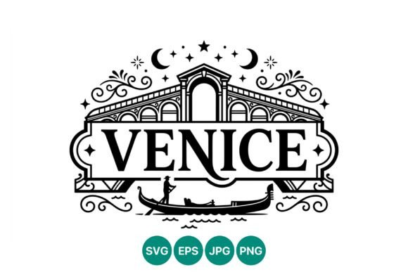 Venice Gondola Bridge Vintage Vector: Timeless Elegance for Modern Design