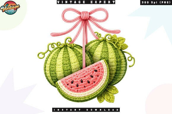 Watermelon Bow Summer Crochet Yarn PNG: The Perfect Digital Asset for Seasonal Crafts